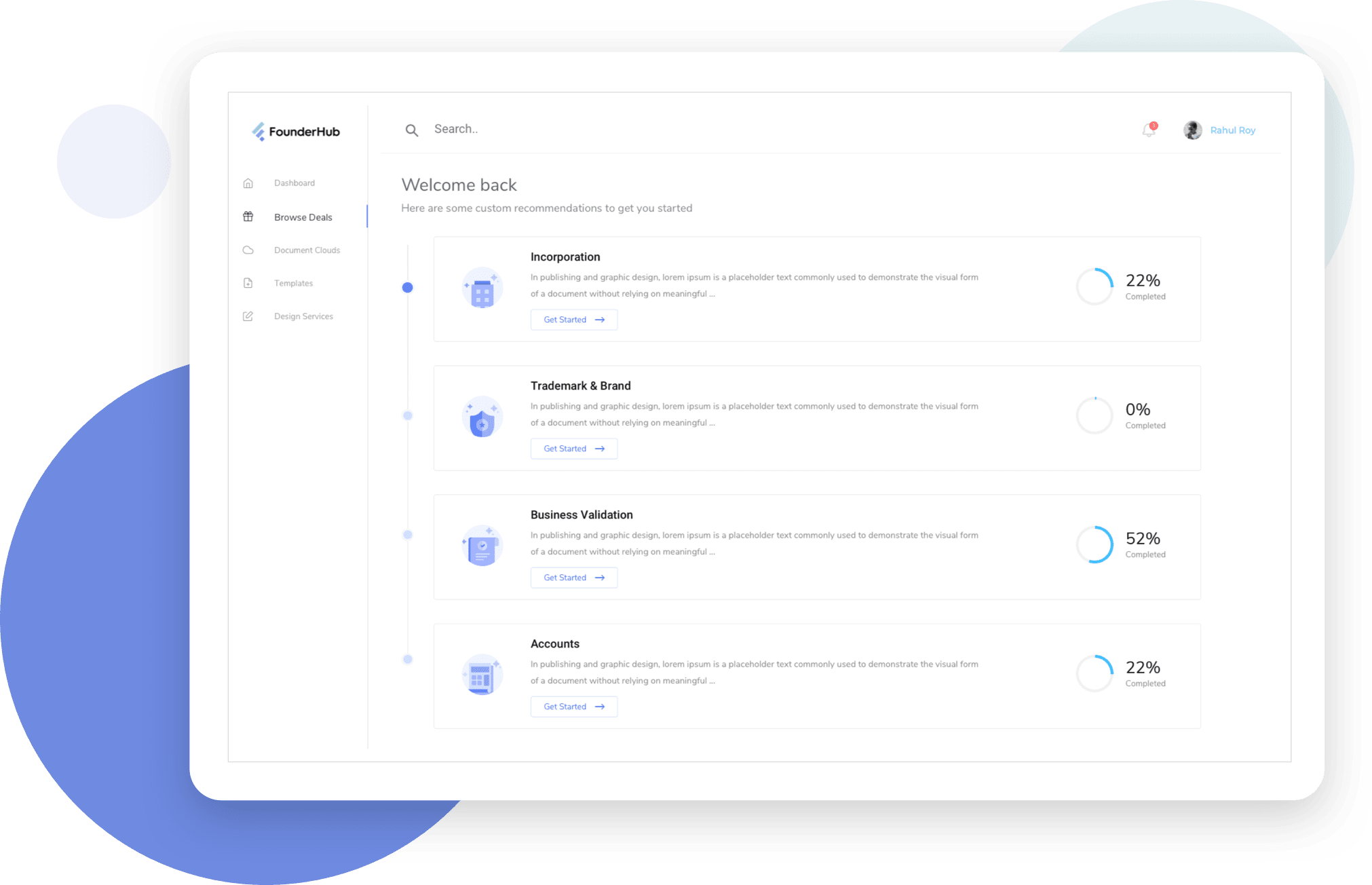 Screenshot of the FouderHub dashboard